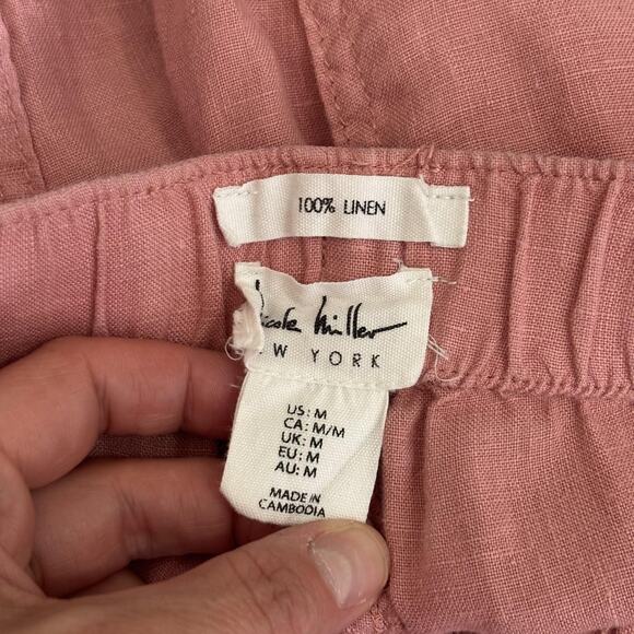 Nicole Miller Cargo Linen Jogger Pants Medium Comfort GORP Resort Cruise Elastic - Picture 8 of 10